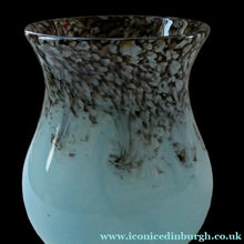 Load image into Gallery viewer, Blue 1930s Monart Glass Vase lue with Gold Aventurine

