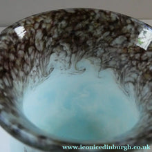 Load image into Gallery viewer, Blue 1930s Monart Glass Vase with Gold Aventurine
