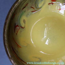 Load image into Gallery viewer, 1950s Scottish STRATHEARN Glass Shallow Bowl in Eye-Catching Yellow Shade with Tutti Frutti &amp; Black Flecks
