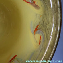 Load image into Gallery viewer, 1950s Scottish STRATHEARN Glass Shallow Bowl in Eye-Catching Yellow Shade with Tutti Frutti &amp; Black Flecks
