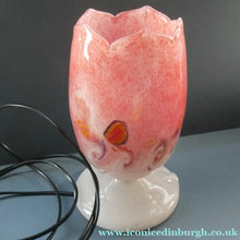 Load image into Gallery viewer, 1950s Scottish VASART Glass Tulip Lamp in Lilac Grey and Mottled Rose Pink Colours. WORKING
