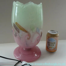 Load image into Gallery viewer, 1950s Scottish VASART Glass Tulip Lamp in Pastel Pink and Peppermint Shades. WORKING
