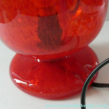 Load image into Gallery viewer, 1950s Scottish VASART Glass Tulip Lamp in Swirly Scarlet Red and Black Shades. WORKING
