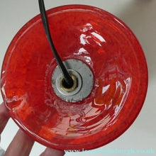 Load image into Gallery viewer, 1950s Scottish VASART Glass Tulip Lamp in Swirly Scarlet Red and Black Shades. WORKING
