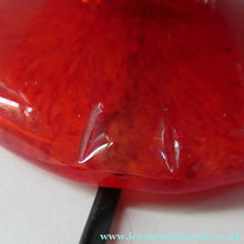 Load image into Gallery viewer, 1950s Scottish VASART Glass Tulip Lamp in Swirly Scarlet Red and Black Shades. WORKING
