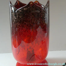 Load image into Gallery viewer, 1950s Scottish VASART Glass Tulip Lamp in Swirly Scarlet Red and Black Shades. WORKING
