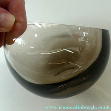 Load image into Gallery viewer, 1970s Caithness Glass. COLIN TERRIS. Asymmetrical Bowl in Peat Colour. 3 1/2 inches in height - British Glass
