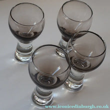 Load image into Gallery viewer, Scottish Glass. 1970s Four Caithness Canisbay Small Peat Space Age Glasses. Plus Lybster Decanter - British Glass

