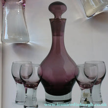Load image into Gallery viewer, Scottish Glass. 1970s Fve Caithness Canisbay Small Heather Space Age Glasses. Plus Matching Decanter - British Glass

