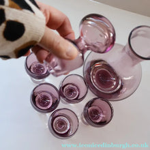 Load image into Gallery viewer, Scottish Glass. 1970s Fve Caithness Canisbay Small Heather Space Age Glasses. Plus Matching Decanter - British Glass
