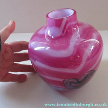 Load image into Gallery viewer, Pink Caithness Cadenza Hearts Glass Vase. Colin Terris Design 1980s
