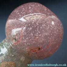 Load image into Gallery viewer, Later 1980s PERTHSHIRE GLASS Art Glass Vase. Thistle Shaped mottled pink and green shades. 7 inches high
