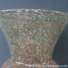 Load image into Gallery viewer, Later 1980s PERTHSHIRE GLASS Art Glass Vase. Thistle Shaped mottled pink and green shades. 7 inches high
