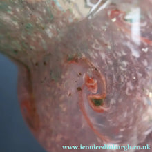Load image into Gallery viewer, Later 1980s PERTHSHIRE GLASS Art Glass Vase. Thistle Shaped mottled pink and green shades. 7 inches high
