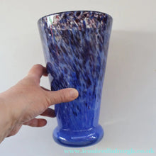 Load image into Gallery viewer, Later 1980s PERTHSHIRE GLASS Art Glass Trumpet Vase. Mottled Blue Glass. 8 1/2 inches in height
