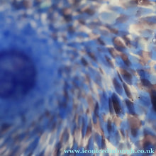 Load image into Gallery viewer, Later 1980s PERTHSHIRE GLASS Art Glass Trumpet Vase. Mottled Blue Glass. 8 1/2 inches in height
