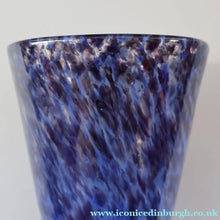 Load image into Gallery viewer, Later 1980s PERTHSHIRE GLASS Art Glass Trumpet Vase. Mottled Blue Glass. 8 1/2 inches in height
