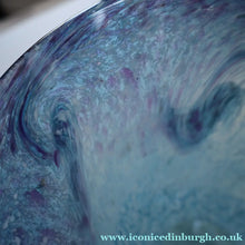 Load image into Gallery viewer, Later 1980s PERTHSHIRE GLASS Art Glass Vase. Mottled Light Blue Glass with Swirls Around the Rim. 8 1/2 inches in height
