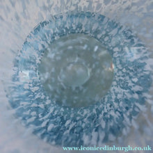 Load image into Gallery viewer, Later 1980s PERTHSHIRE GLASS Art Glass Vase. Mottled Light Blue Glass with Swirls Around the Rim. 8 1/2 inches in height

