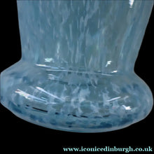 Load image into Gallery viewer, Later 1980s PERTHSHIRE GLASS Art Glass Vase. Mottled Light Blue Glass with Swirls Around the Rim. 8 1/2 inches in height
