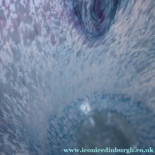 Load image into Gallery viewer, Later 1980s PERTHSHIRE GLASS Art Glass Vase. Mottled Light Blue Glass with Swirls Around the Rim. 8 1/2 inches in height
