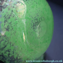 Load image into Gallery viewer, Later 1990s PERTHSHIRE GLASS Art Glass Lidded Ginger Jar. Mottled Green with Dark Purple Swirls
