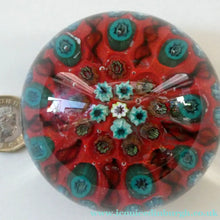 Load image into Gallery viewer, Beautiful 1950s VASART Paperweight with 9 Twisted Spokes; with a red ground
