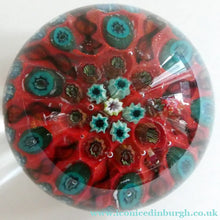 Load image into Gallery viewer, Beautiful 1950s VASART Paperweight with 9 Twisted Spokes; with a red ground
