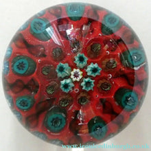 Load image into Gallery viewer, Beautiful 1950s VASART Paperweight with 9 Twisted Spokes; with a red ground
