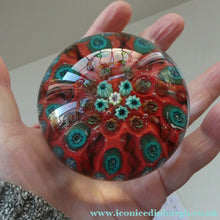 Load image into Gallery viewer, Beautiful 1950s VASART Paperweight with 9 Twisted Spokes; with a red ground
