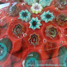 Load image into Gallery viewer, Beautiful 1950s VASART Paperweight with 9 Twisted Spokes; with a red ground
