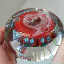 Load image into Gallery viewer, Beautiful 1950s VASART Paperweight with 9 Twisted Spokes; with a red ground

