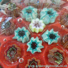 Load image into Gallery viewer, Beautiful 1950s VASART Paperweight with 9 Twisted Spokes; with a red ground
