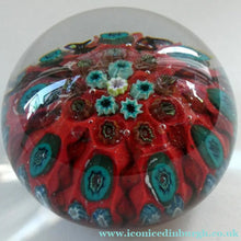 Load image into Gallery viewer, Beautiful 1950s VASART Paperweight with 9 Twisted Spokes; with a red ground
