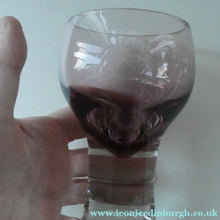 Load image into Gallery viewer, PAIR of Caithness CANISBAY LARGE Amethyst Coloured Wine Glasses. Space Age Shape. 5 3/4 inches in height
