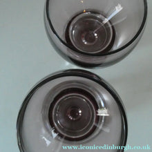 Load image into Gallery viewer, PAIR of Caithness CANISBAY LARGE Amethyst Coloured Wine Glasses. Space Age Shape. 5 3/4 inches in height
