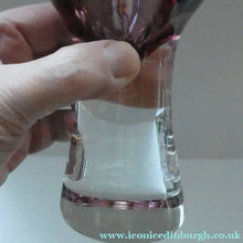 Load image into Gallery viewer, PAIR of Caithness CANISBAY LARGE Amethyst Coloured Wine Glasses. Space Age Shape. 5 3/4 inches in height
