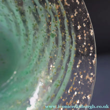 Load image into Gallery viewer, SCOTTISH GLASS. Collectable Small PAIR of 1930s Monart Bowls. Aqua with Silver Aventurine (G)
