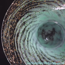 Load image into Gallery viewer, SCOTTISH GLASS. Collectable Small PAIR of 1930s Monart Bowls. Aqua with Silver Aventurine (G)
