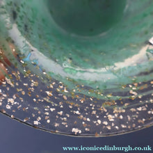 Load image into Gallery viewer, SCOTTISH GLASS. Collectable Small PAIR of 1930s Monart Bowls. Aqua with Silver Aventurine (G)
