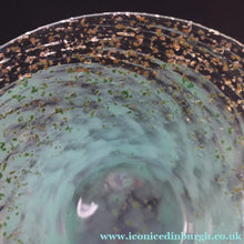 Load image into Gallery viewer, SCOTTISH GLASS. Collectable Small PAIR of 1930s Monart Bowls. Aqua with Silver Aventurine (H)
