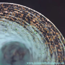 Load image into Gallery viewer, SCOTTISH GLASS. Collectable Small PAIR of 1930s Monart Bowls. Aqua with Silver Aventurine (H)
