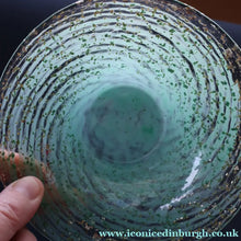 Load image into Gallery viewer, SCOTTISH GLASS. Collectable Small PAIR of 1930s Monart Bowls. Aqua with Silver Aventurine (H)
