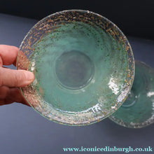 Load image into Gallery viewer, SCOTTISH GLASS. Collectable Small PAIR of 1930s Monart Bowls. Aqua with Silver Aventurine (I)
