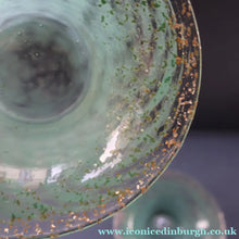 Load image into Gallery viewer, SCOTTISH GLASS. Collectable Small PAIR of 1930s Monart Bowls. Aqua with Silver Aventurine (I)
