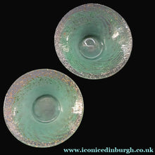 Load image into Gallery viewer, SCOTTISH GLASS. Collectable Small PAIR of 1930s Monart Bowls. Aqua with Silver Aventurine (I)
