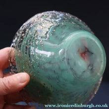 Load image into Gallery viewer, SCOTTISH GLASS. Collectable Small PAIR of 1930s Monart Bowls. Aqua with Silver Aventurine (I)
