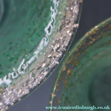 Load image into Gallery viewer, SCOTTISH GLASS. Collectable Small PAIR of 1930s Monart Bowls. Aqua with Silver Aventurine (I)
