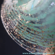 Load image into Gallery viewer, SCOTTISH GLASS. Collectable Small PAIR of 1930s Monart Bowls. Aqua with Silver Aventurine (I)
