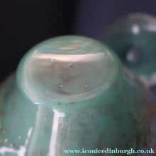 Load image into Gallery viewer, SCOTTISH GLASS. Collectable Small PAIR of 1930s Monart Bowls. Aqua with Silver Aventurine (I)
